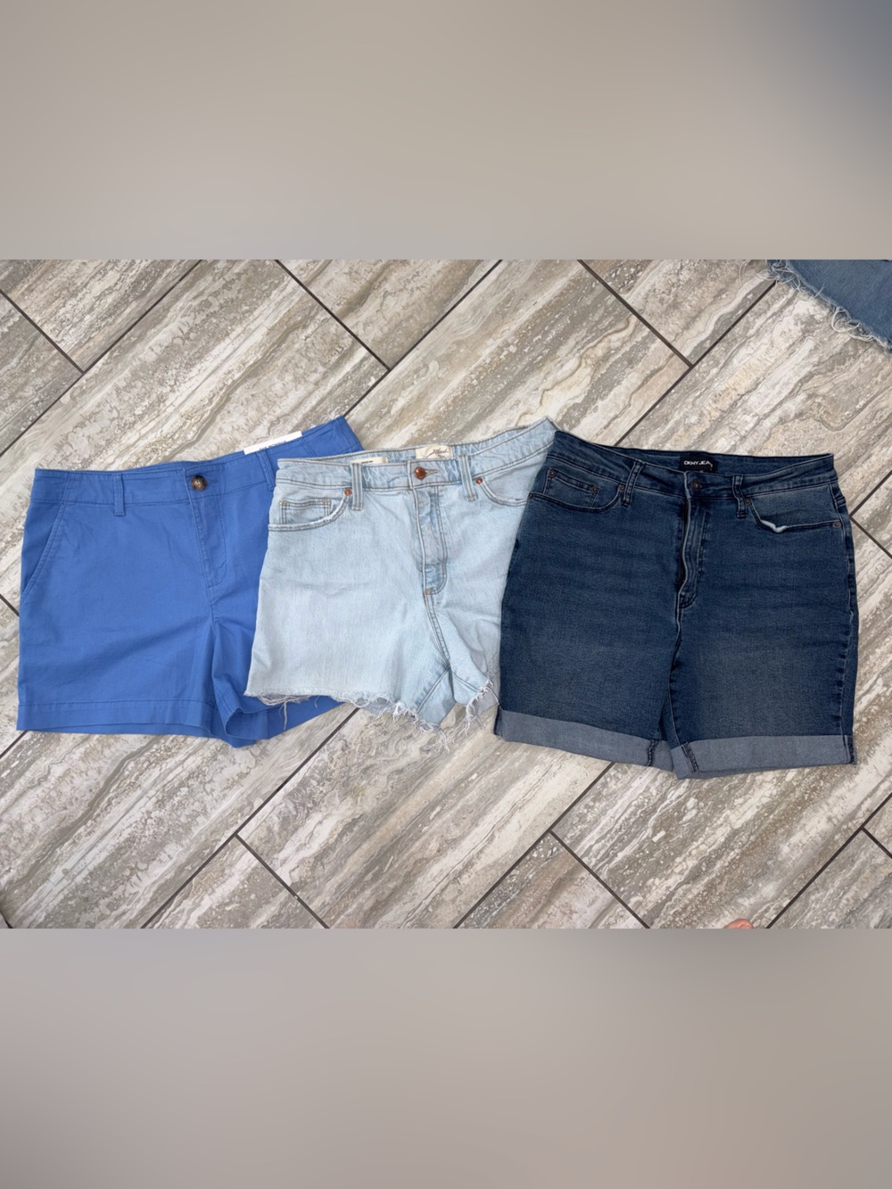 3 pairs sz 10 Women’s Shorts NWT Loft Blue, Universal Thread cutoff, DKNY denim